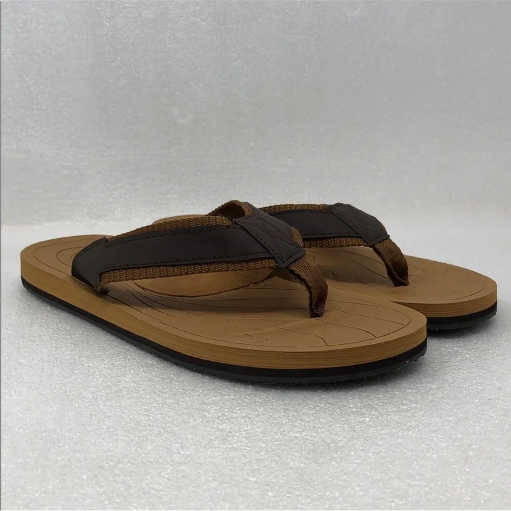 Strand Flip Flops for Men Brown & Tan Toe Post Sandals Size 11 Vacation Casual